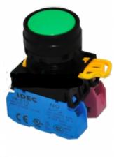 Nút nhấn IDEC Ø22 - Ø25 không đèn, nhấn giữ 1NO-1NC, màu xanh lá :  YW1B-A1E11G