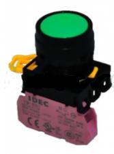 Nút nhấn IDEC Ø22 - Ø25 không đèn, nhấn giữ 1NC, màu xanh lá :  YW1B-A1E01G